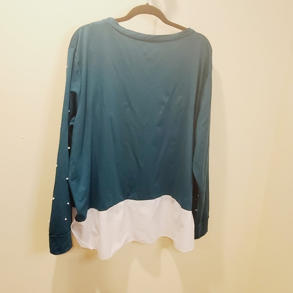 women's green faux Pearls plus size crew neck sweater size 5X - Picture 8 of 9